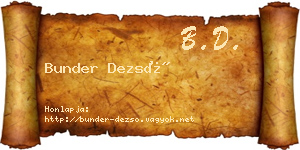 Bunder Dezső névjegykártya